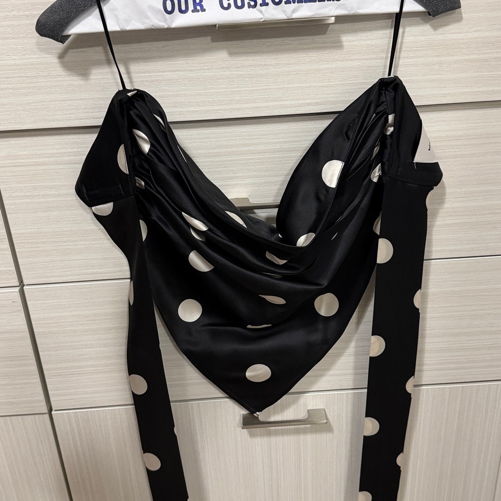 Reformation Black and White Polka Dot Strapless Jumpsuit - Picture 2 of 4